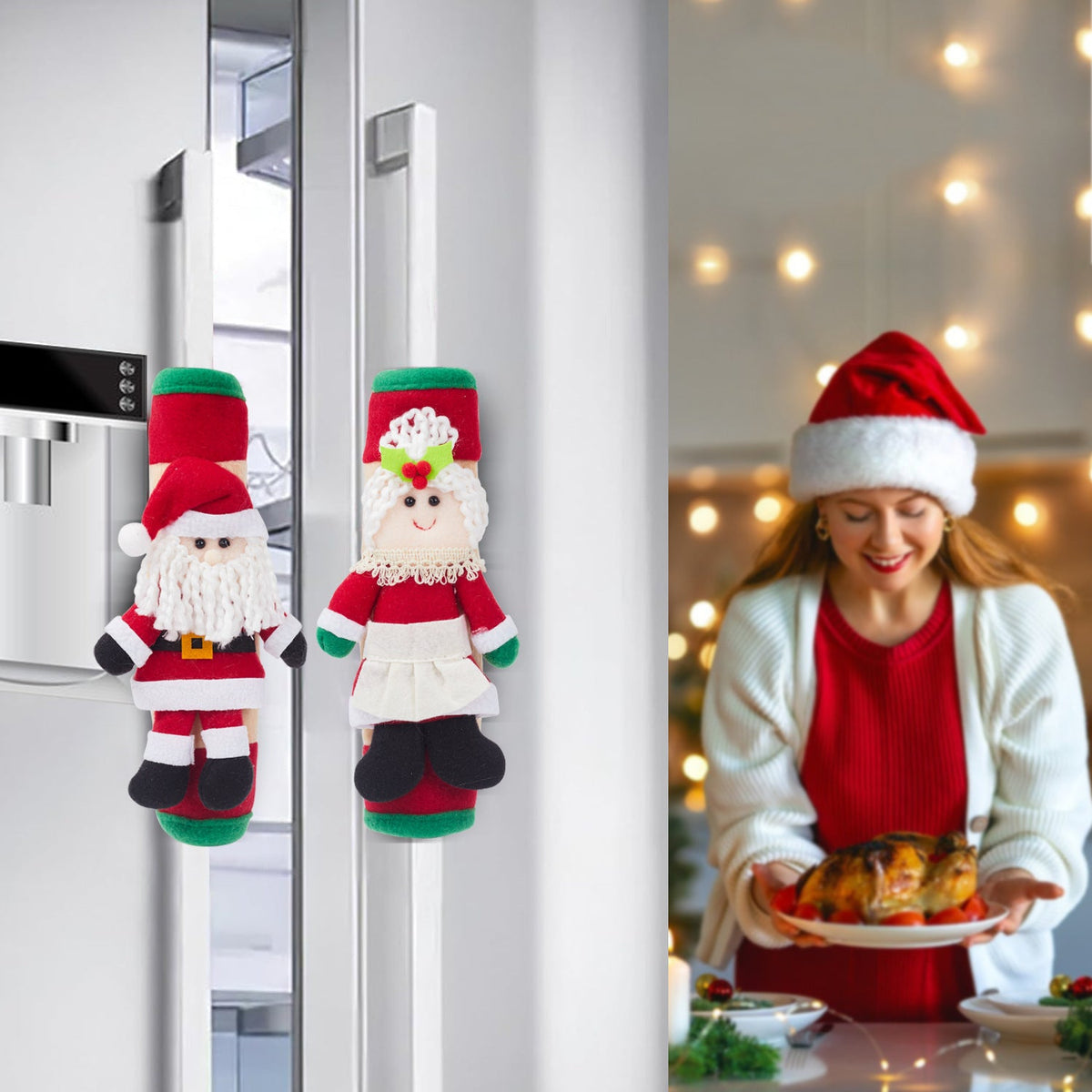 Christmas Refrigerator Handle Covers | Santa & Mrs. Claus