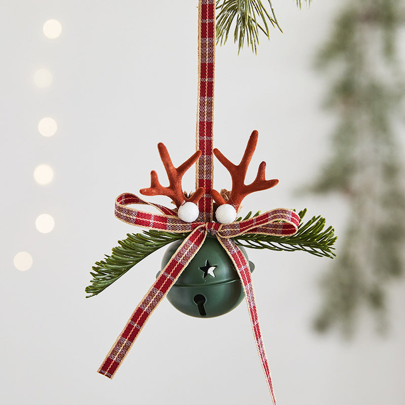 Christmas Reindeer Bell Ornament for Rustic Holiday Decor