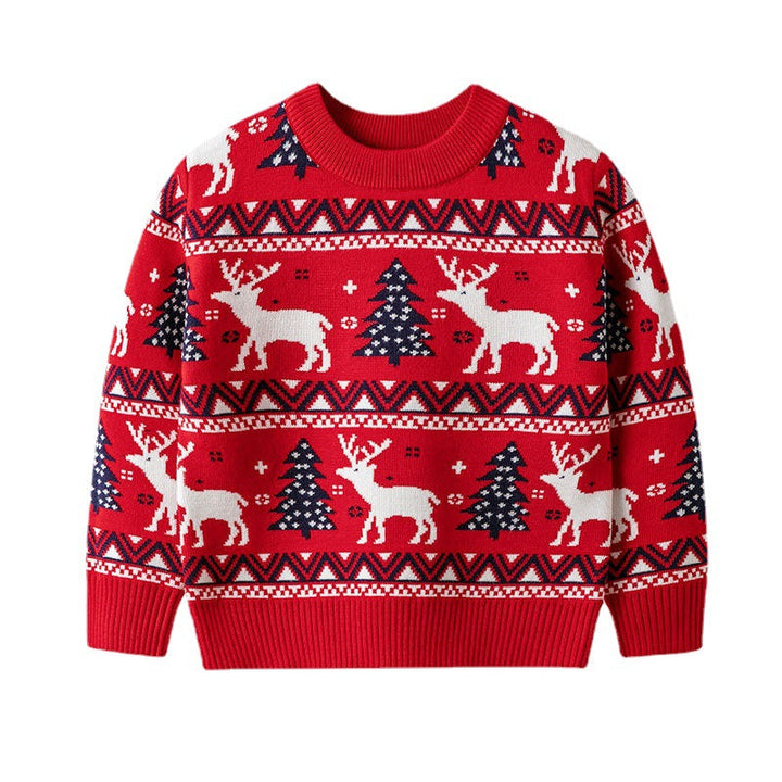 Kids Reindeer Christmas Sweater, Soft Knit Pullover