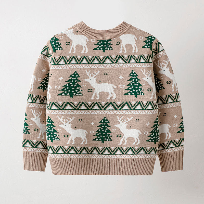 Kids Reindeer Christmas Sweater, Soft Knit Pullover