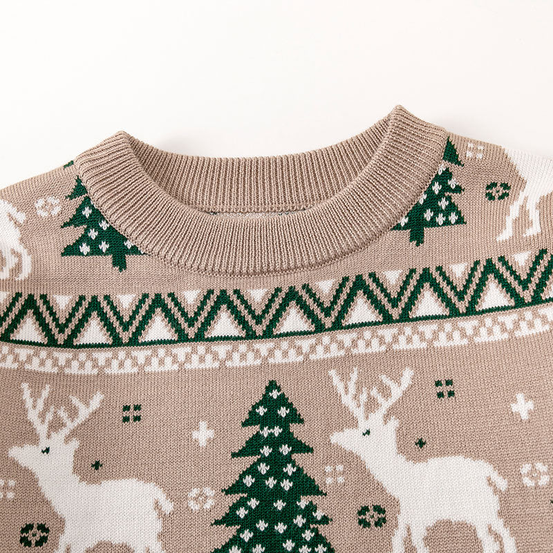Kids Reindeer Christmas Sweater, Soft Knit Pullover