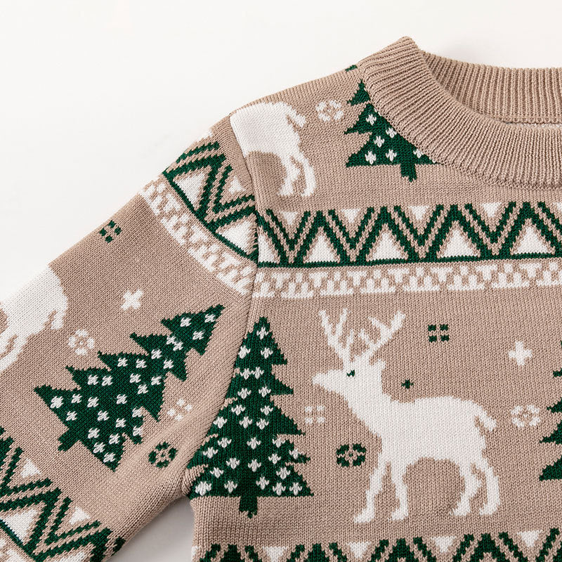 Kids Reindeer Christmas Sweater, Soft Knit Pullover