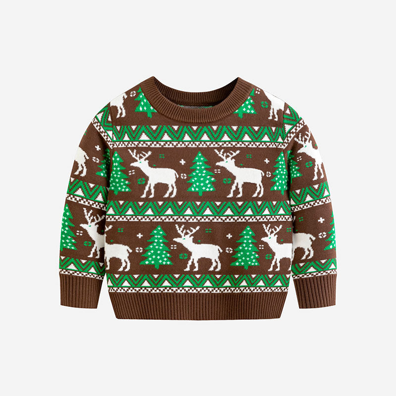 Kids Reindeer Christmas Sweater, Soft Knit Pullover