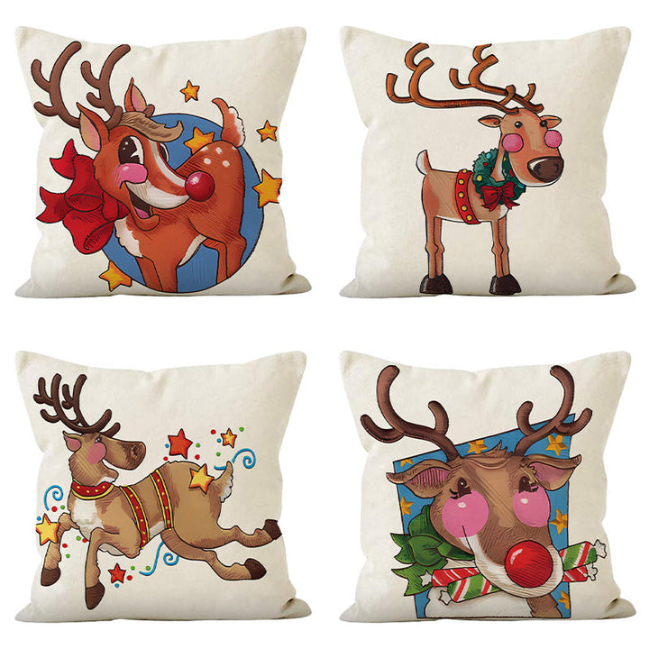 Christmas Reindeer Pillow Cover Cozy Holiday Decor