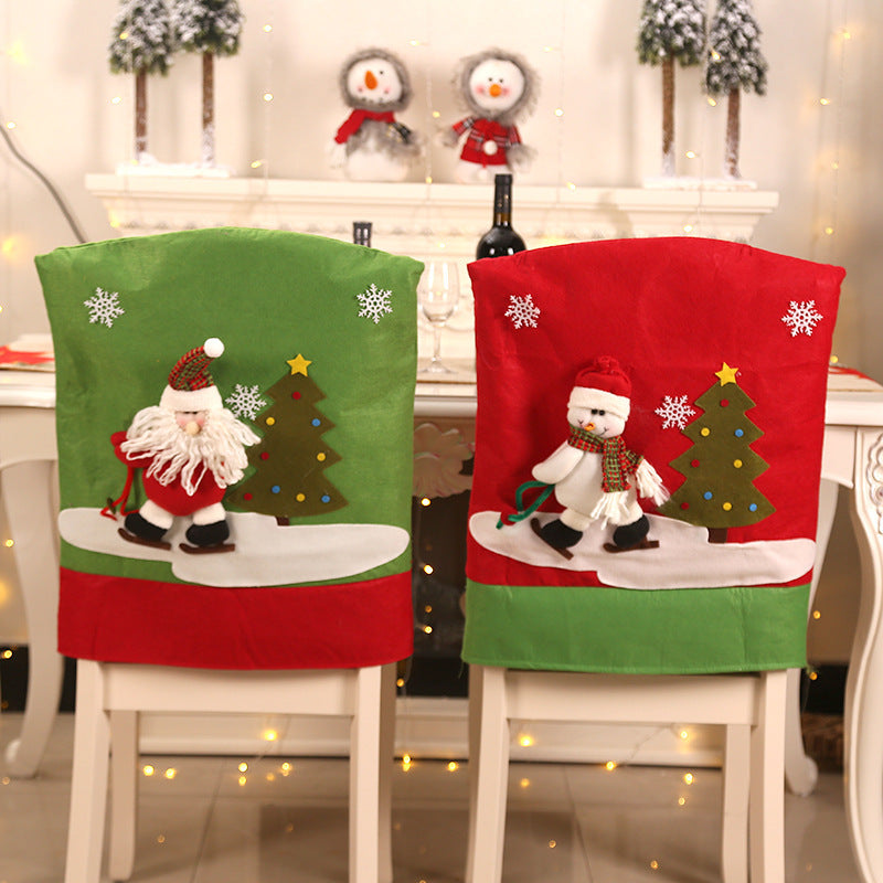 Christmas Chair Covers Santa Snowman 2-Piece Festive Set