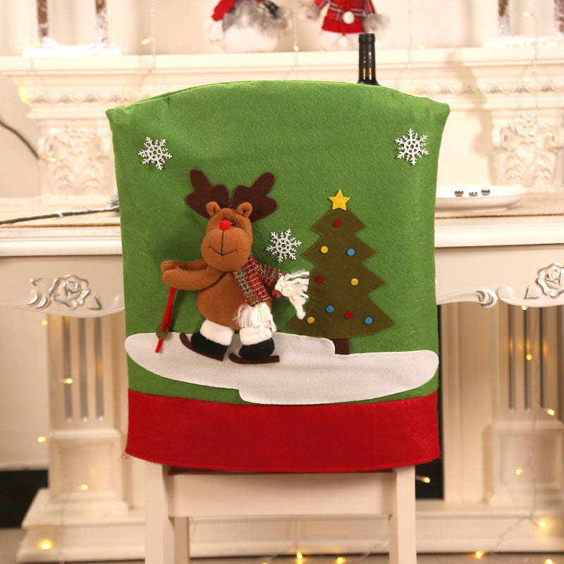 Christmas Chair Covers Santa Snowman 2-Piece Festive Set