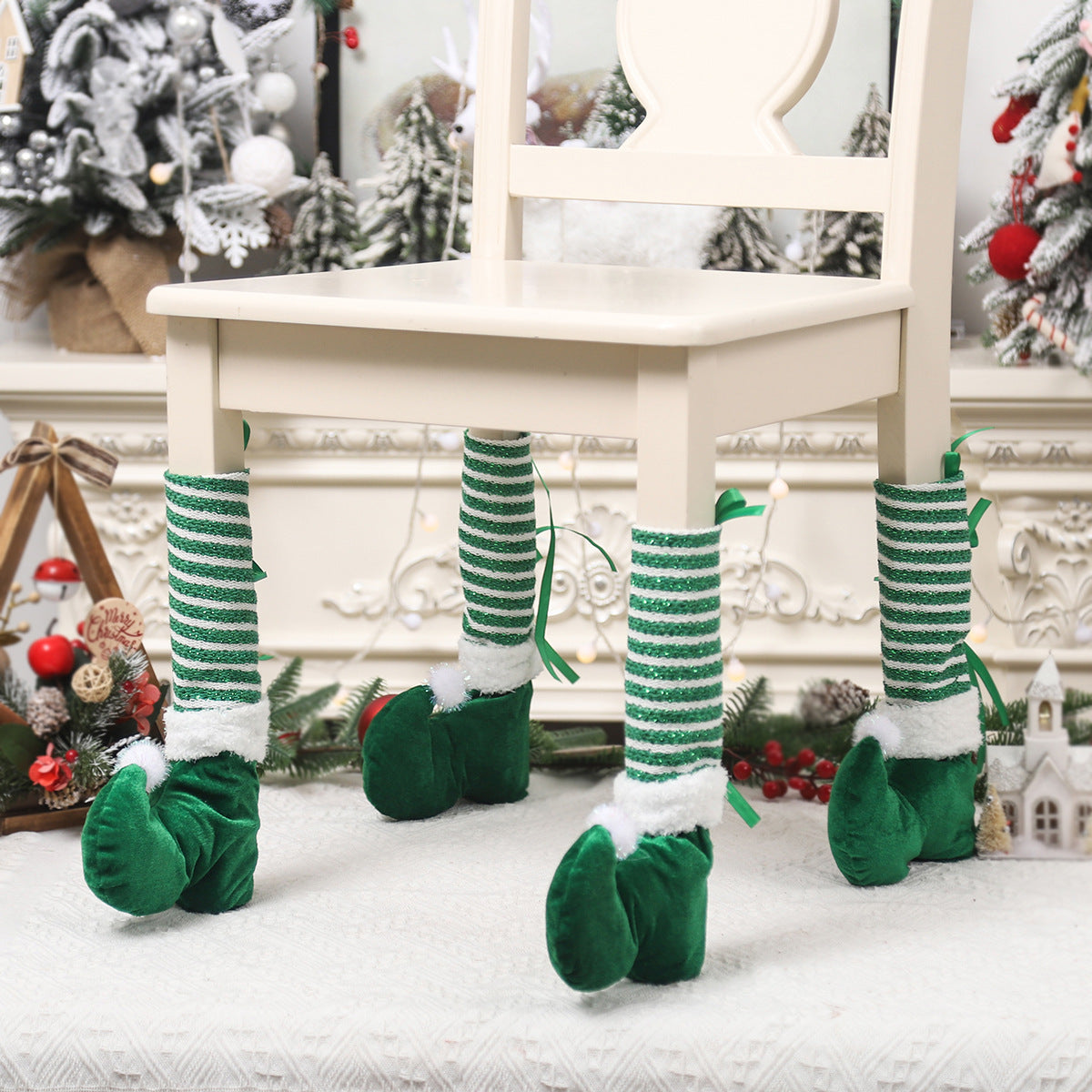 Christmas Elf Chair Leg Covers for Festive Dining Tables