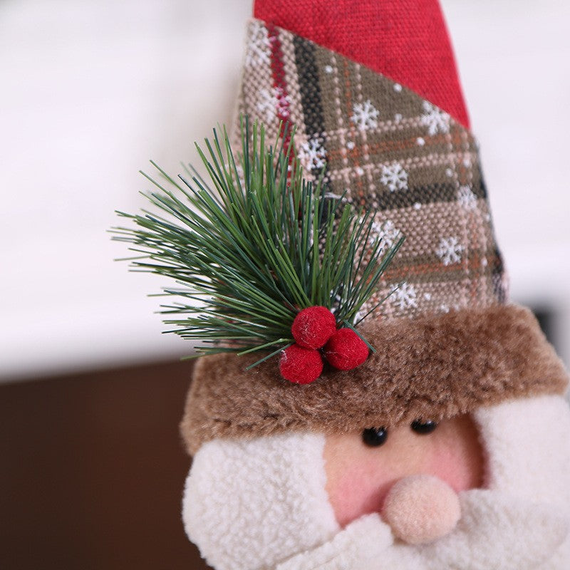 Christmas Plaid Retractable Doll Decoration, Adjustable
