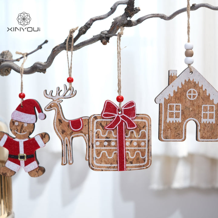 Rustic Wood Christmas Ornament Set of 4 Farmhouse Tree Decor