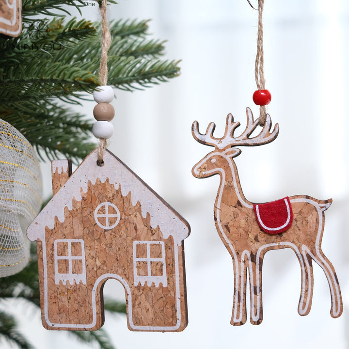 Rustic Wood Christmas Ornament Set of 4 Farmhouse Tree Decor