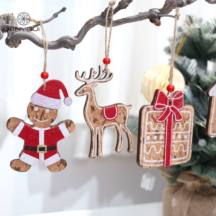 Rustic Wood Christmas Ornament Set of 4 Farmhouse Tree Decor