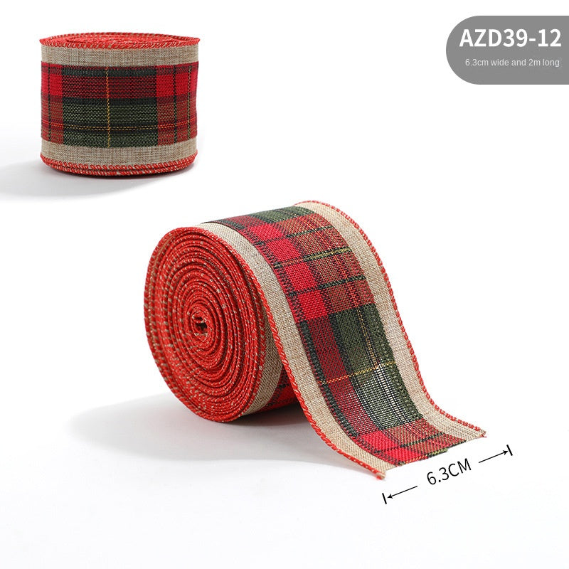 Christmas Linen-Style Ribbon for Rustic Gift Wrapping