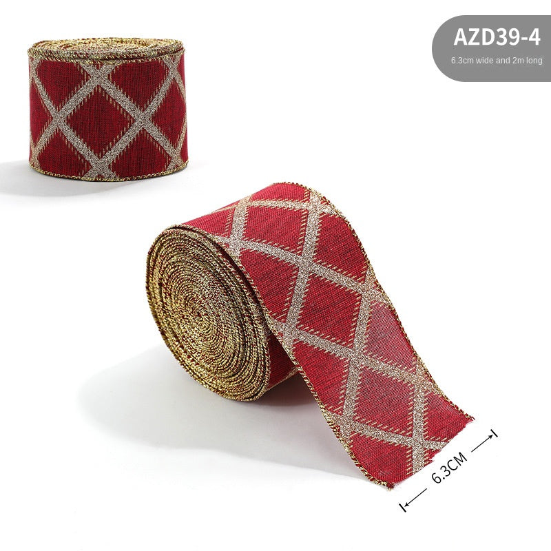 Christmas Linen-Style Ribbon for Rustic Gift Wrapping