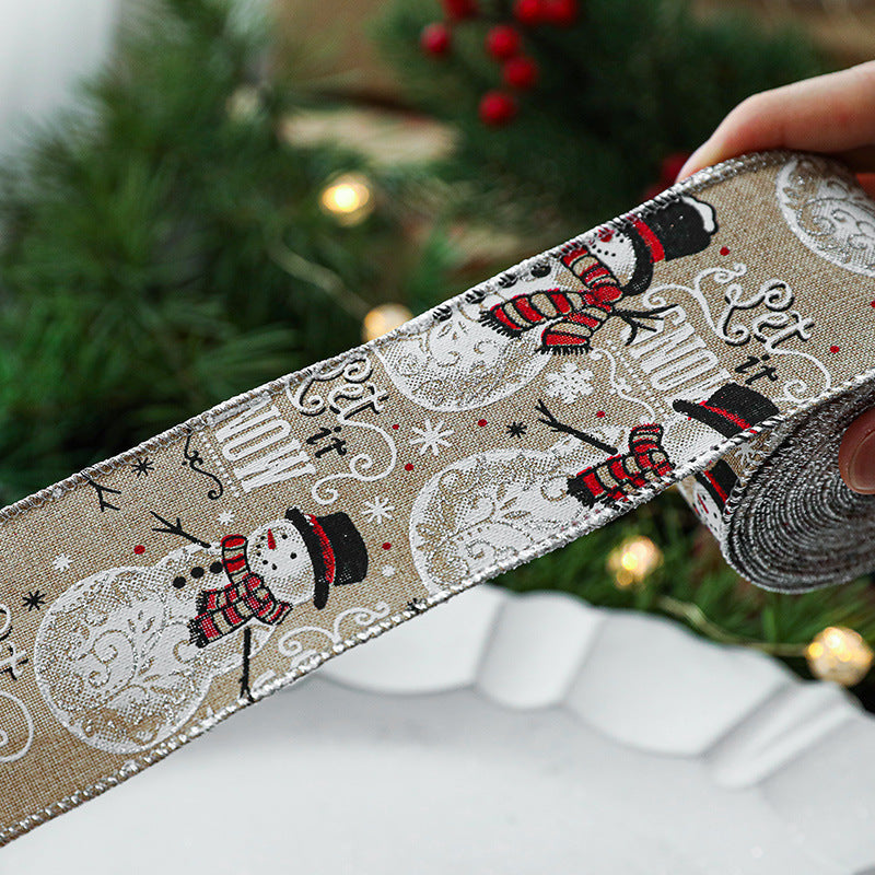 Christmas Linen-Style Ribbon for Rustic Gift Wrapping