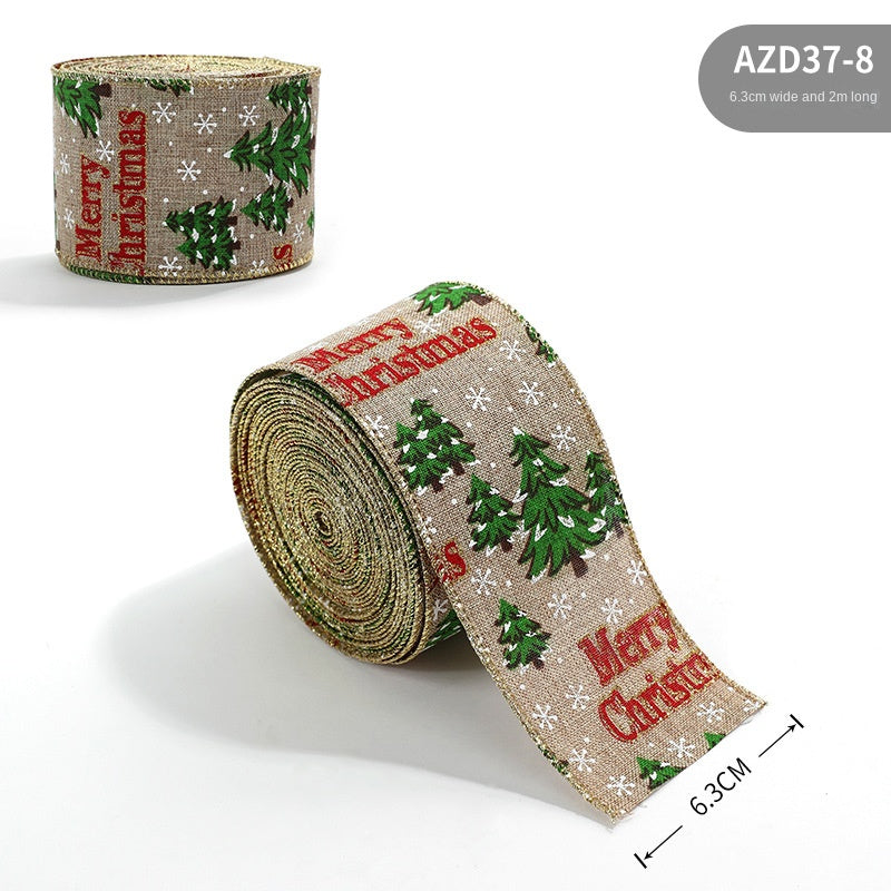 Christmas Linen-Style Ribbon for Rustic Gift Wrapping