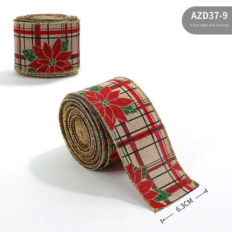 Christmas Linen-Style Ribbon for Rustic Gift Wrapping