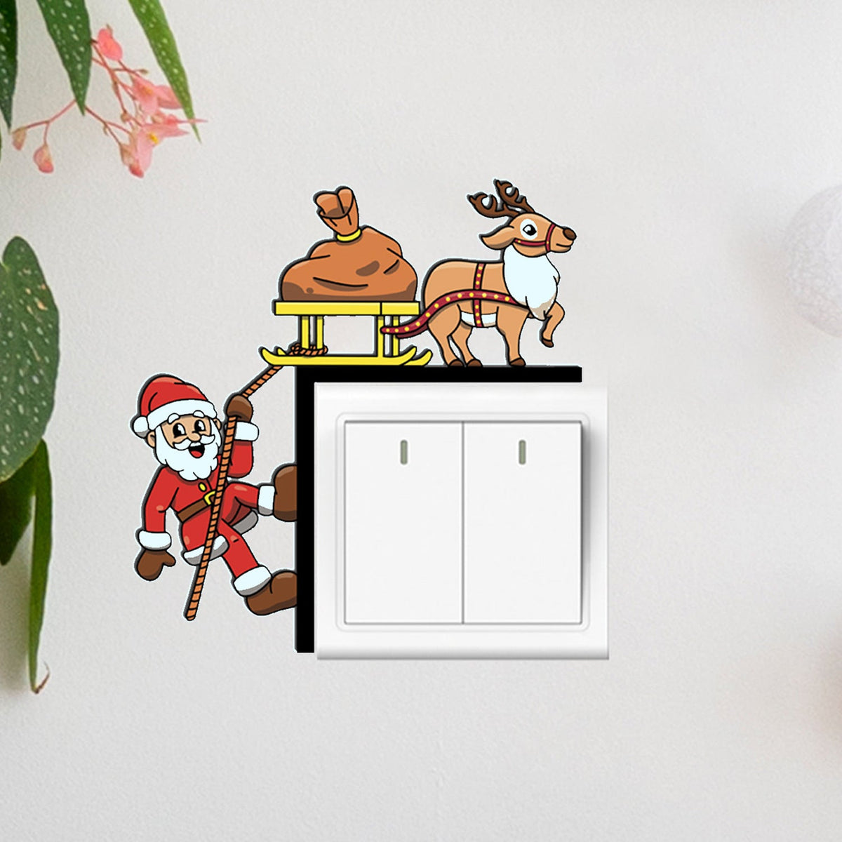 Christmas Light Switch Stickers – Santa & Reindeer Decor