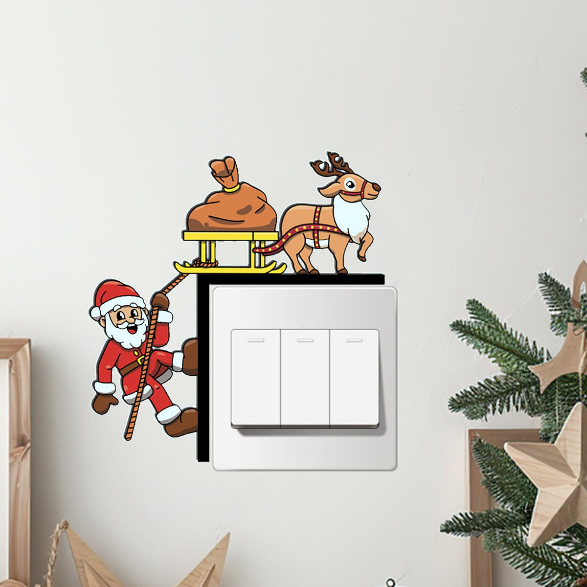 Christmas Light Switch Stickers – Santa & Reindeer Decor