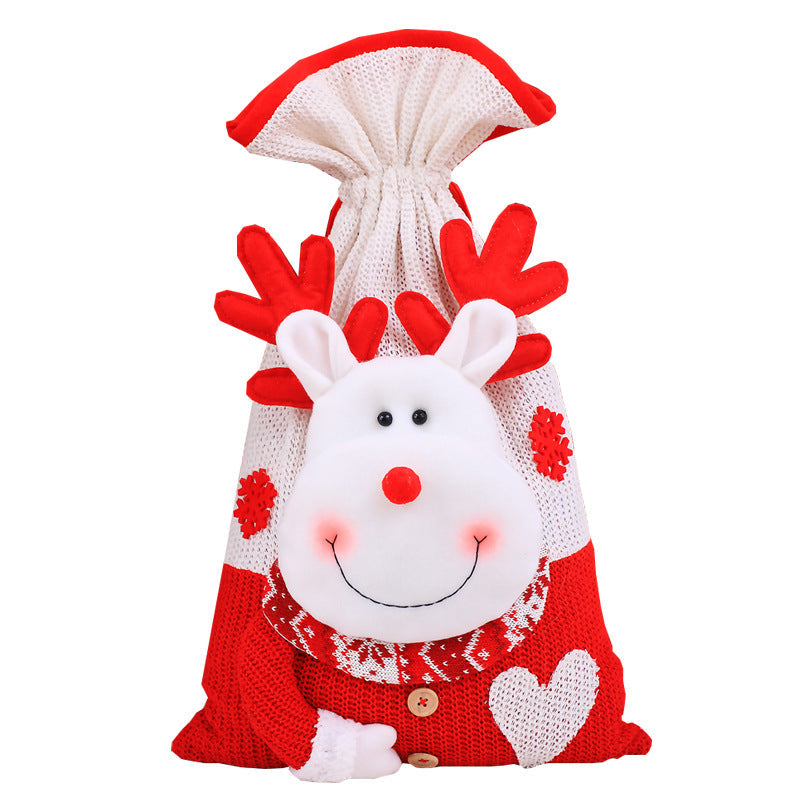 Plush Santa & Reindeer Christmas Gift Bags Set of 2