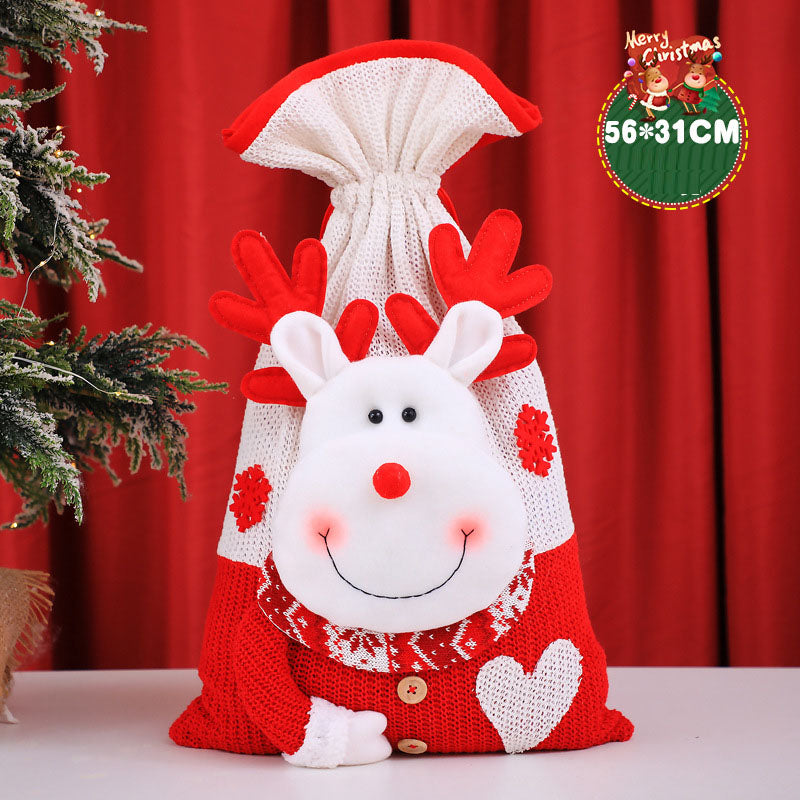 Plush Santa & Reindeer Christmas Gift Bags Set of 2