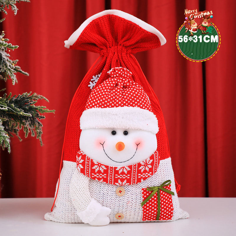 Plush Santa & Reindeer Christmas Gift Bags Set of 2
