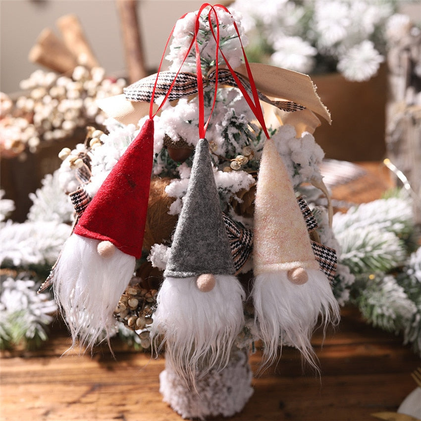 Santa Gnome Ornaments 3-Piece Festive Christmas Set