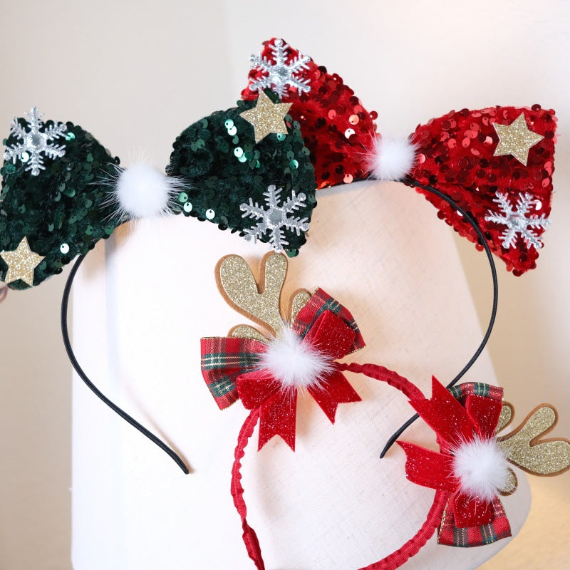 Christmas Sequin Bow Headband | Festive Photo Prop