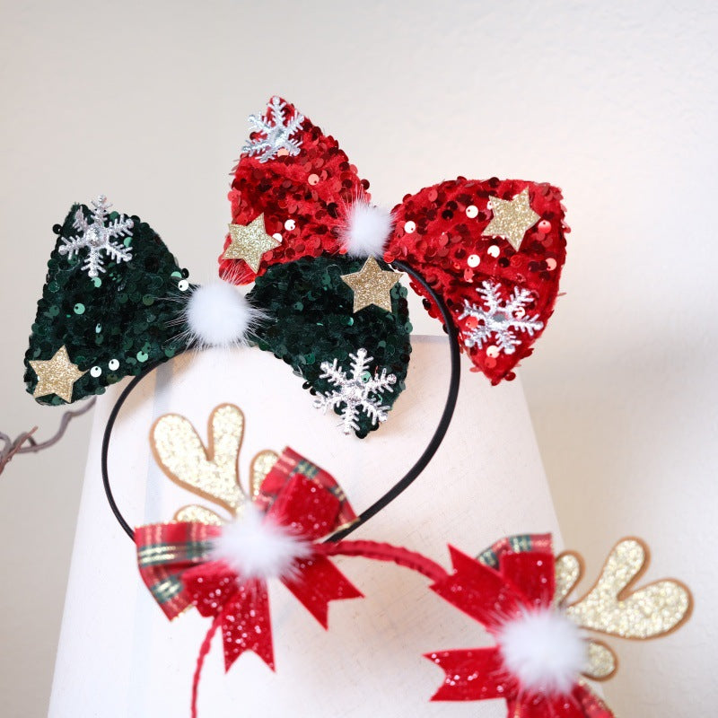 Christmas Sequin Bow Headband | Festive Photo Prop