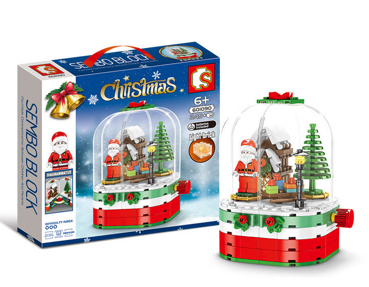 Christmas Building Toy: Rotating Santa House Display