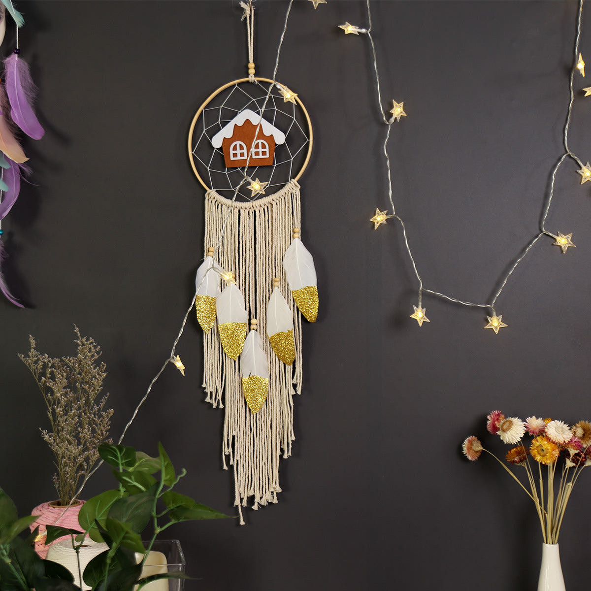 Christmas Woven Dream Catcher Wall Hanging Decor for Home