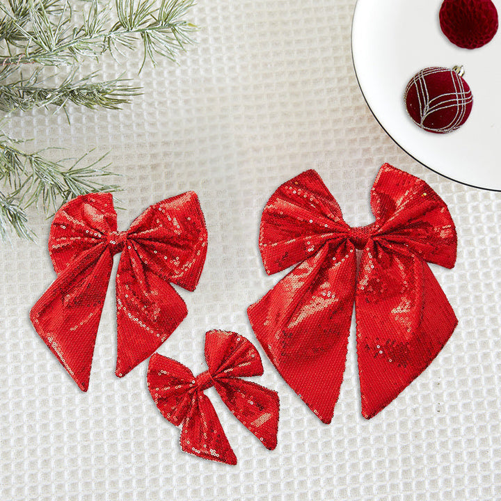 Christmas Sequin Bow Ornament for Sparkling Holiday Trees