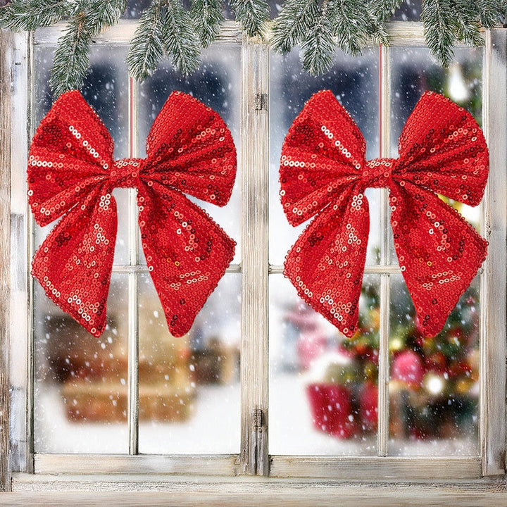 Christmas Sequin Bow Ornament for Sparkling Holiday Trees