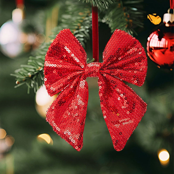 Christmas Sequin Bow Ornament for Sparkling Holiday Trees