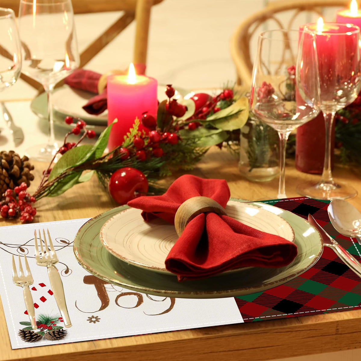Christmas Linen Placemats for Festive Holiday Tables