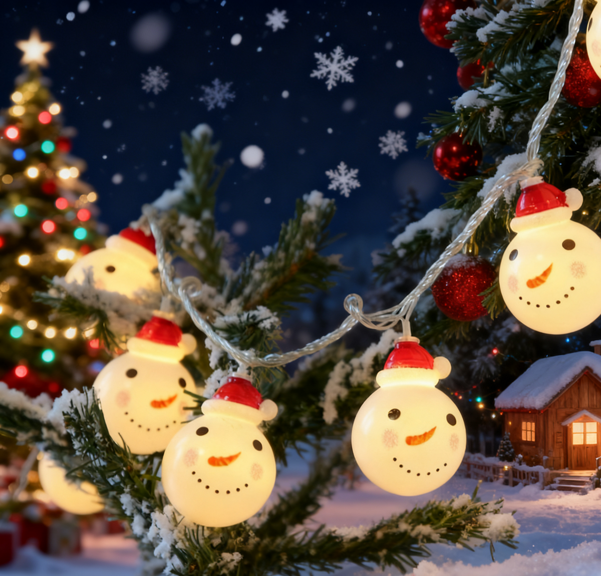 Snowman LED Christmas String Lights for Tree and Mantel