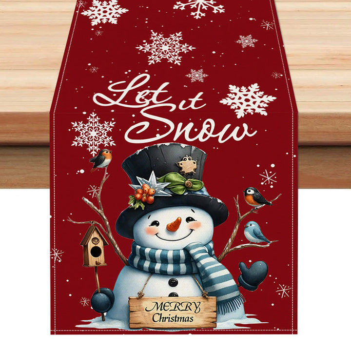 Christmas Table Runner Snowman Holiday Centerpiece