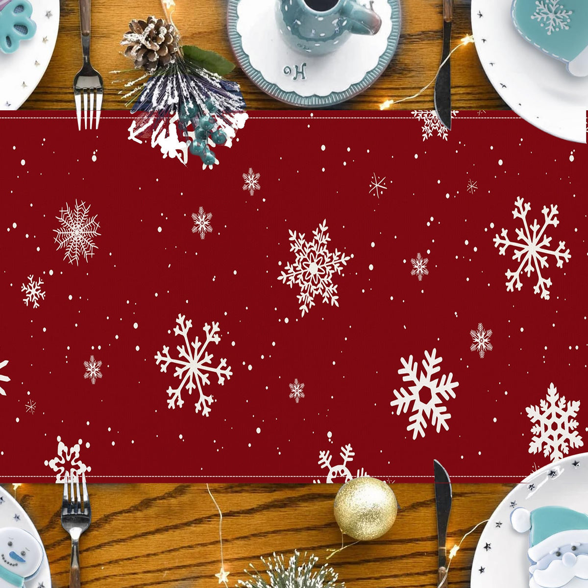 Christmas Table Runner Snowman Holiday Centerpiece