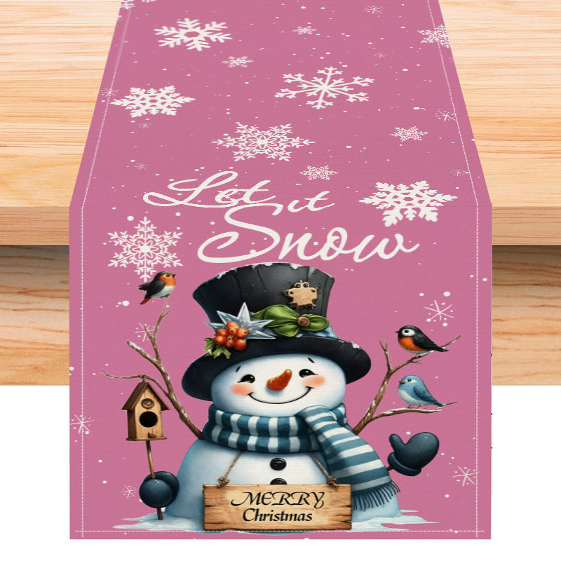 Christmas Table Runner Snowman Holiday Centerpiece