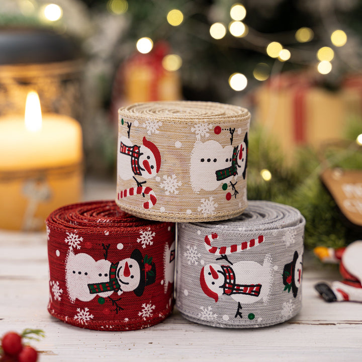 Christmas Snowman Ribbon for Festive Gift Wrapping