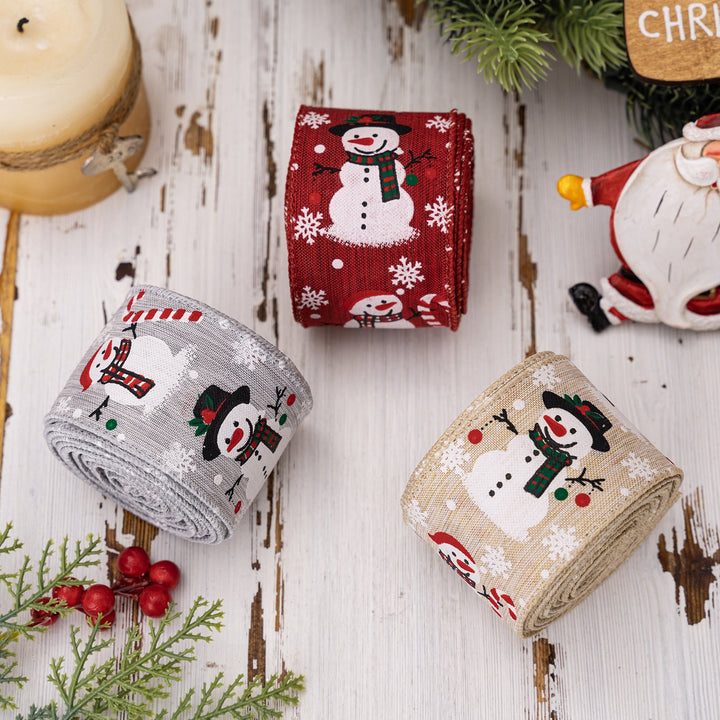 Christmas Snowman Ribbon for Festive Gift Wrapping