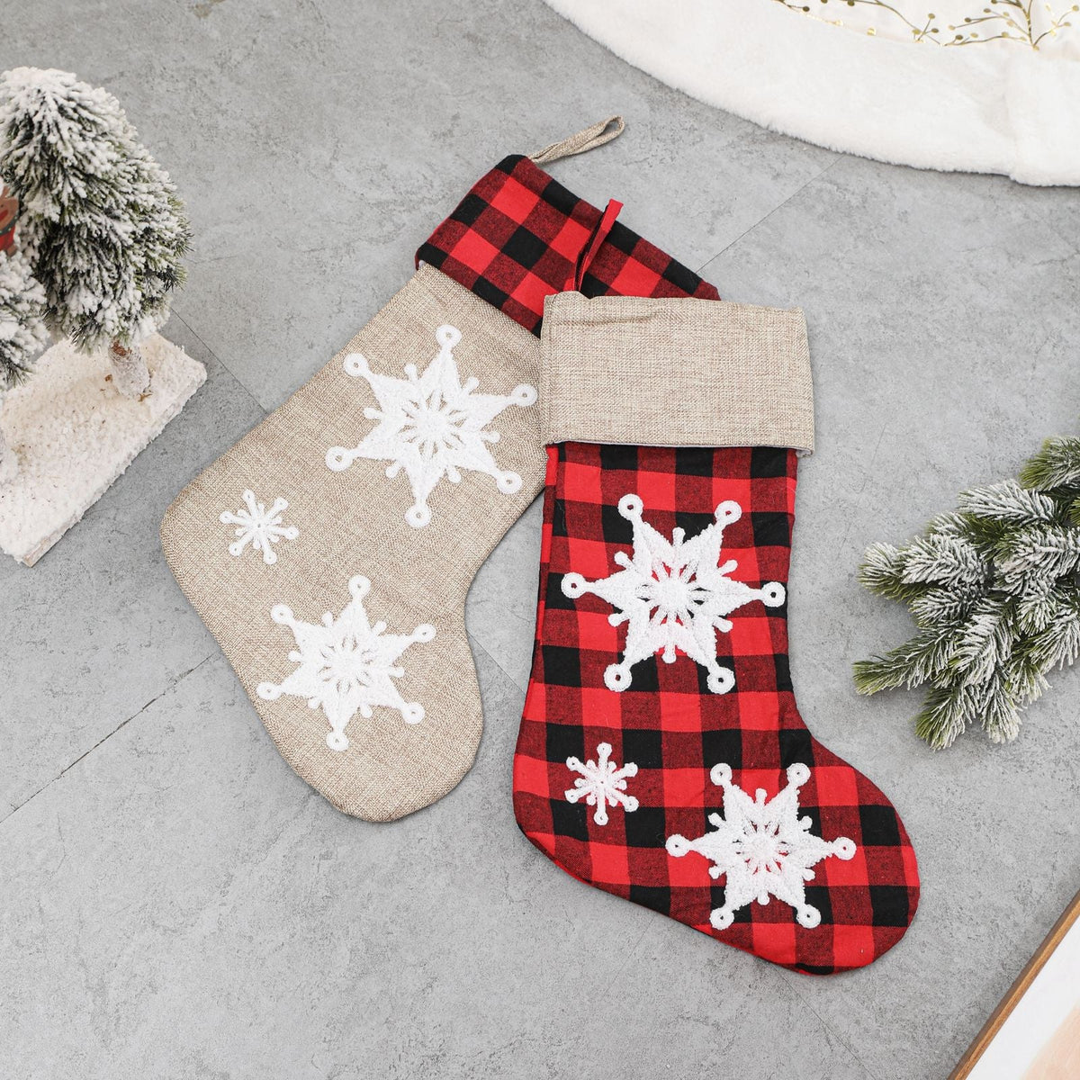 Christmas Stockings Set for Cozy Farmhouse Mantels