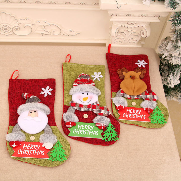 Christmas Stocking Gift Bags, 3-Piece Festive Set