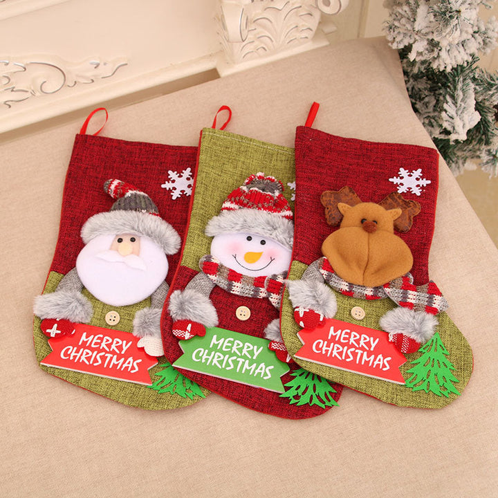 Christmas Stocking Gift Bags, 3-Piece Festive Set