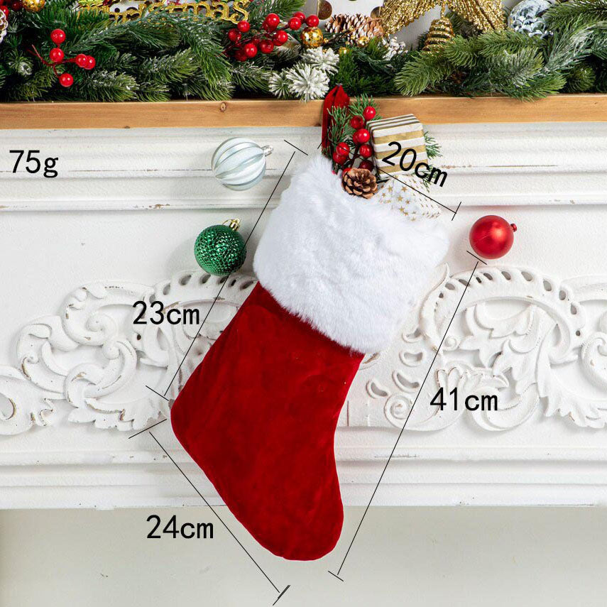 Christmas Stocking Gift Bag With Cozy Plush Cuff Decor