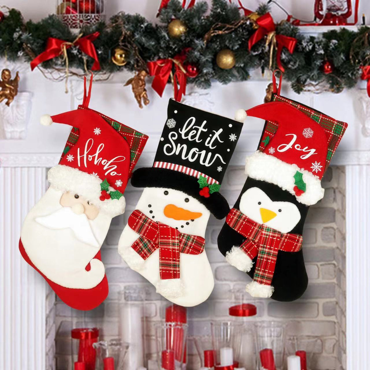 Christmas Stocking Gift Bags, 3-Piece Character Set