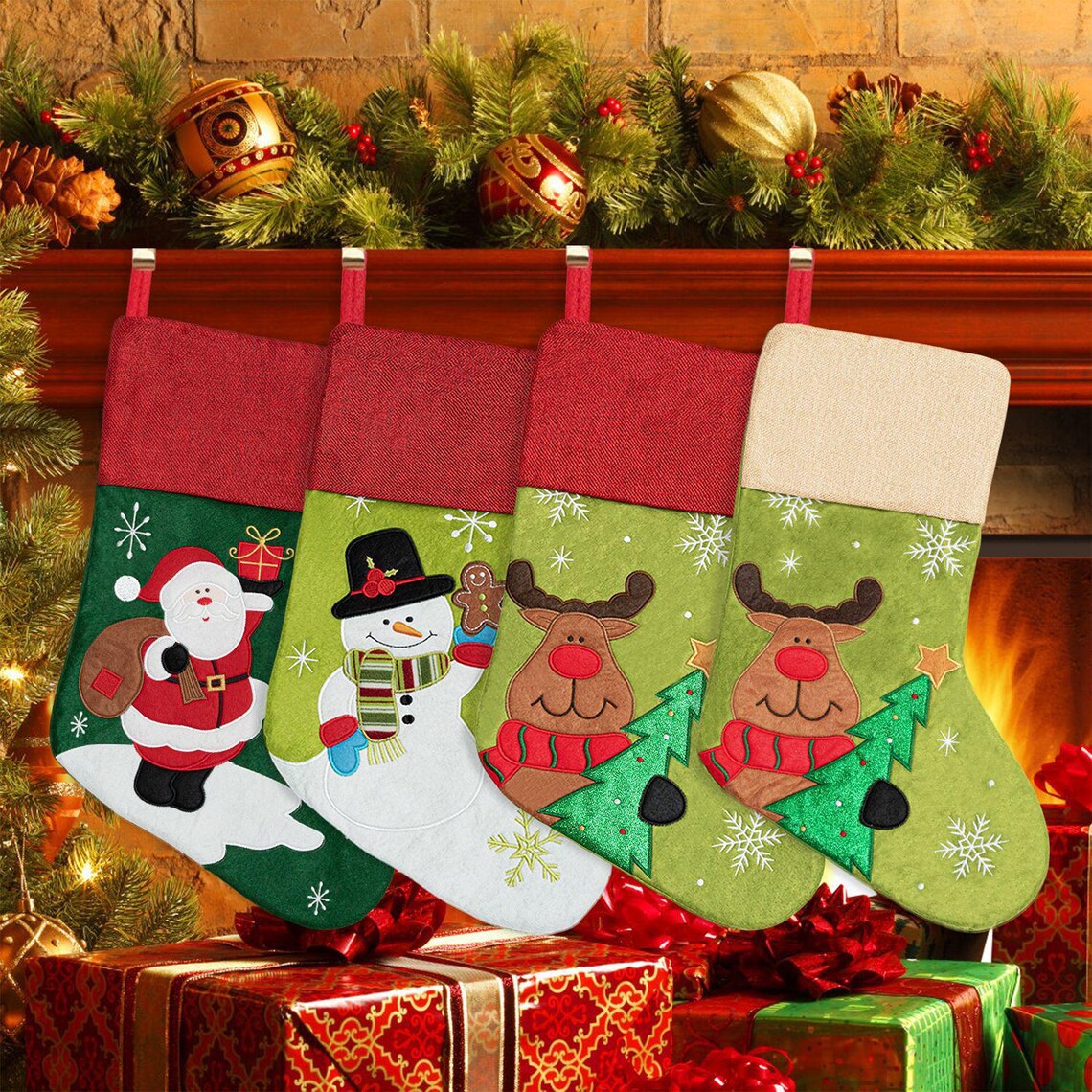 Christmas Stocking Gift Bags for Mantels and Treats
