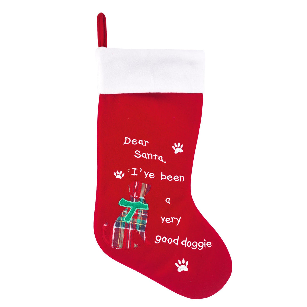 Pet Christmas Stocking Candy Gift Bag with Paw Print