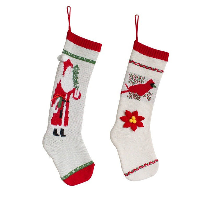 Knitted Christmas Stockings Set of 2 Long Gift Bags