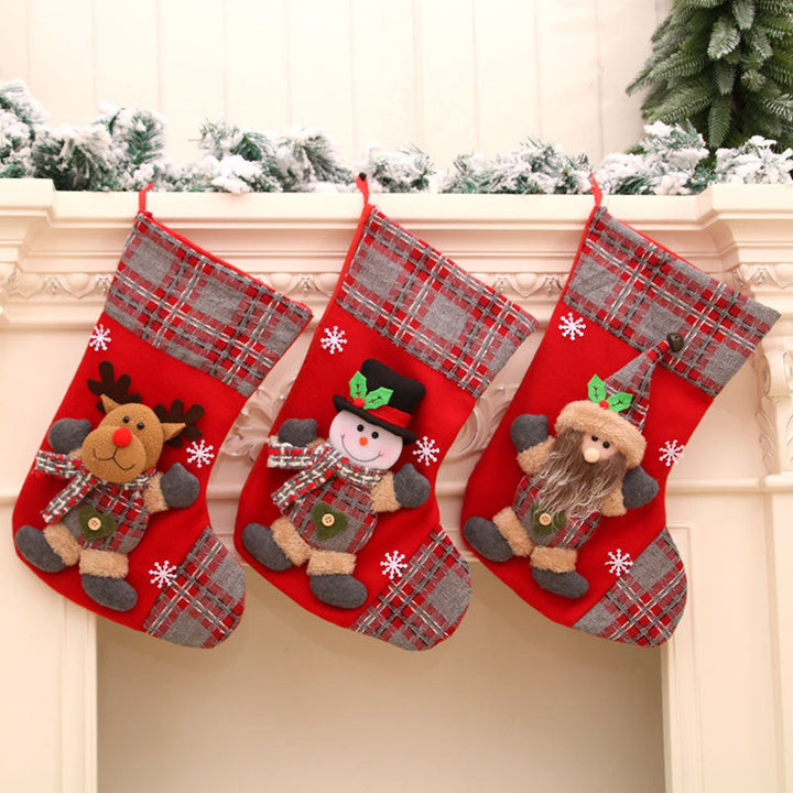 Christmas Stocking Decoration With Plush Holiday Charm