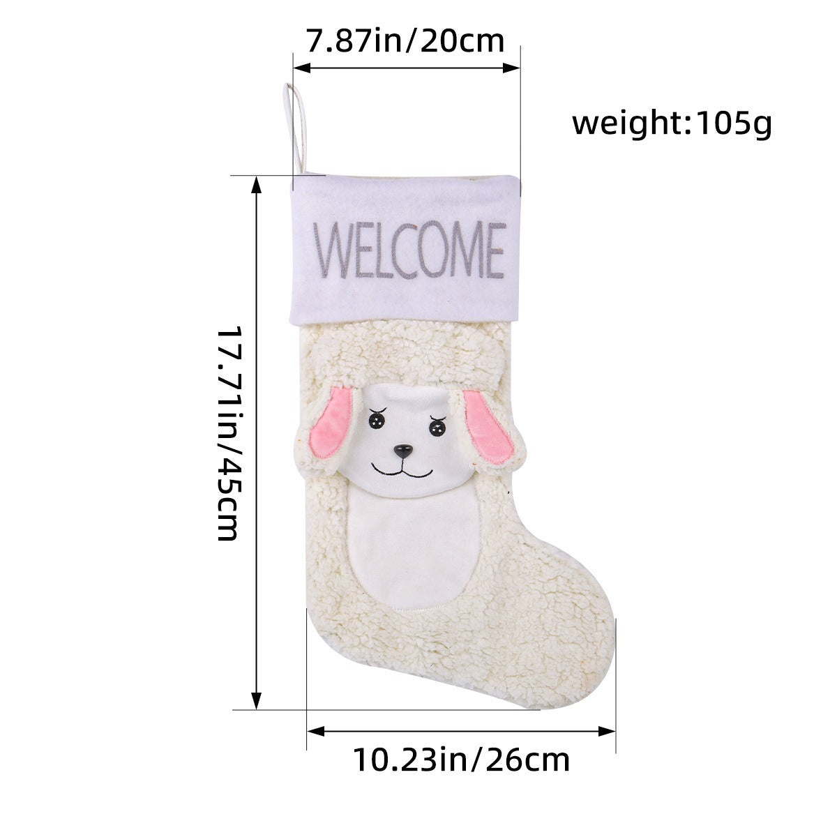 Large Plush Christmas Stocking Gift Holder Decoration